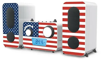 Kaufen Kompakt Stereo Musik Anlage CD USB AUX Radio USA Großbritannien Flaggen Design • 90.90€