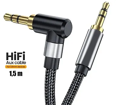 Kaufen AUX Kopfhörer Audio Kabel Klinkenkabel 3,5mm Stecker Gewinkelt Auto Handy 1,5 M • 6.49€