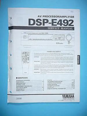 Kaufen Service Manual Für Yamaha DSP-E492  ,ORIGINAL • 14.50€