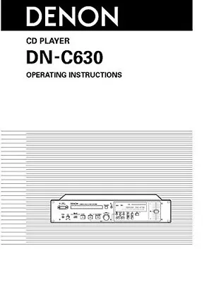 Kaufen Denon Dn-c630 Professional CD Player Operating Instruction-Bedienungsanleitung • 9.56€