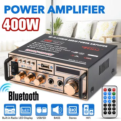 Kaufen Verstärker Stereo Amplifier HIFI Digital Bluetooth FM USB Vollverstärker 200W DE • 26.99€