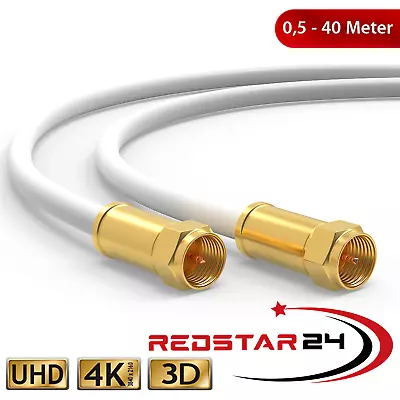 Kaufen Sat Kabel Digital TV Koax 135dB F-Stecker VERGOLDET Antennenkabel ULTRA HD 4K • 10.95€
