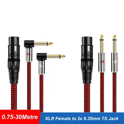 Kaufen Adapter Kabel 2x Klinke 6,35mm Auf XLR Weiblich Verstärker Mischpult 0.75m - 30m • 51.86€