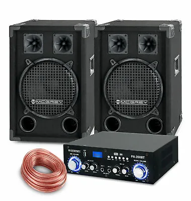 Kaufen PA Anlage DJ Party Sound Lautsprecher Boxen Bluetooth Verstärker Kabel Set 800W • 200.60€