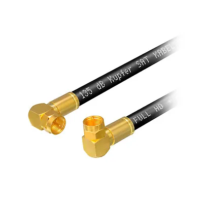 Kaufen 135dB 2m Sat Koaxial Antennen Anschluss Kabel Kupfer 2x Winkel F-stecker Black • 11.49€