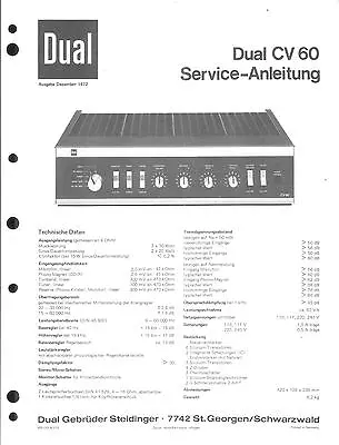 Kaufen Dual Original Service Manual Für CV 60  Deutsch • 13.50€
