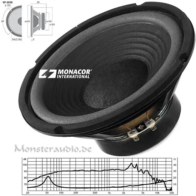 Kaufen Monacor SP-202E 20cm Bass Lautsprecher Tiefmitteltöner 100 Watt 4 Ohm Woofer • 54.99€