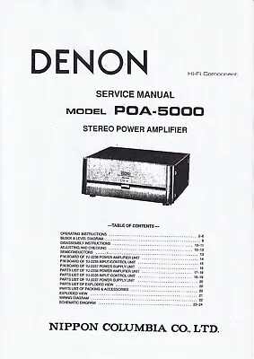 Kaufen Service Manual-Anleitung Für Denon POA-5000  • 13€