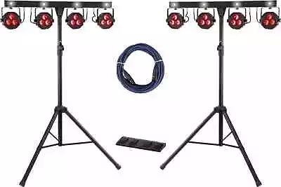 Kaufen 2x Set DJ PA RGB LED Licht Anlage Bühnen Effekt Scheinwerfer Wireless DMX Stativ • 447.80€