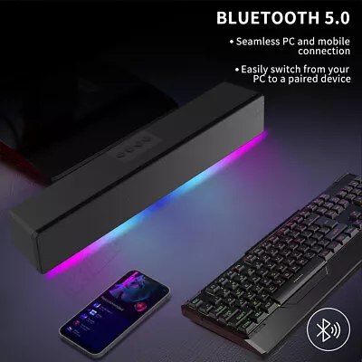 Kaufen Bluetooth Soundbar Subwoofer Wireless TV HiFi Stereo Audio Lautsprecher RGB  • 23.99€