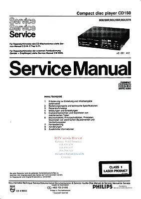 Kaufen Service Manual-Anleitung Für Philips CD 160 • 10.50€