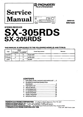 Kaufen Service Manual-Anleitung Für Pioneer SX-305RDS, SX-205RDS  • 10.50€