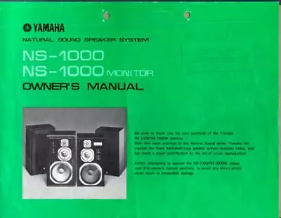 Kaufen Bedienungsanleitung-Operating Instructions Für Yamaha NS-1000  • 8€
