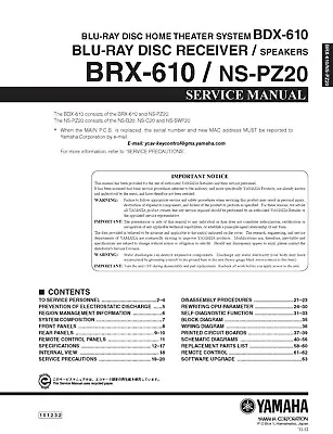 Kaufen Service Manual-Anleitung Für Yamaha BDX-610,BRX-610,NS-PZ20  • 16€
