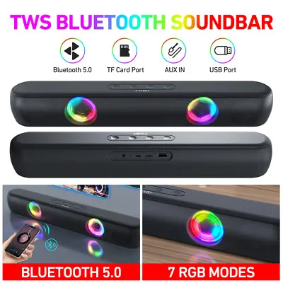 Kaufen Tragbare TWS Bluetooth5.0 Lautsprecher RGB Stereo Soundbox Computer Soundbar NEU • 25.99€