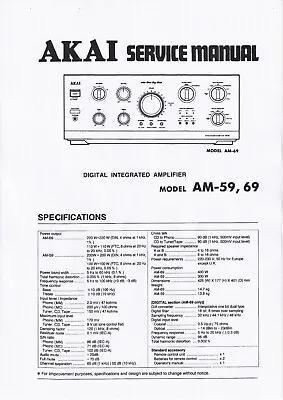 Kaufen Service Manual-Anleitung Für Akai AM-59, AM-69  • 12€