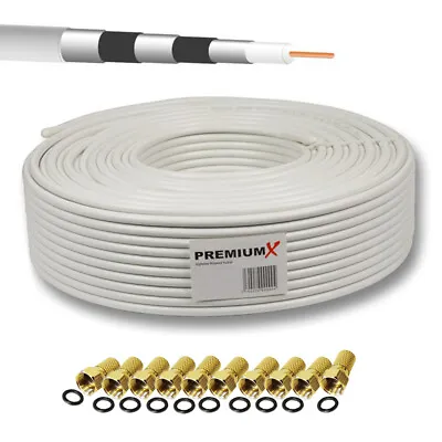 Kaufen PremiumX 50m Koaxialkabel 135dB 5-fach SAT TV Antennenkabel DIGITAL Koax Kabel • 26.90€