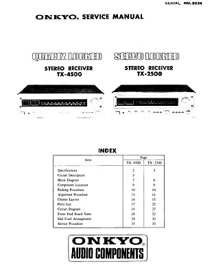 Kaufen Service Manual-Anleitung Für Onkyo TX-2500, TX-4500  • 10€