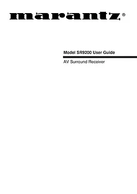 Kaufen Bedienungsanleitung-Operating Instructions Für Marantz SR-9200  • 11.50€