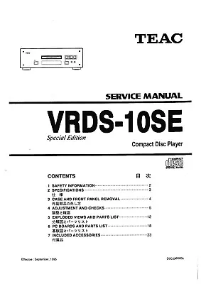 Kaufen Service Manual-Anleitung Für Teac VRDS-10SE  • 10€