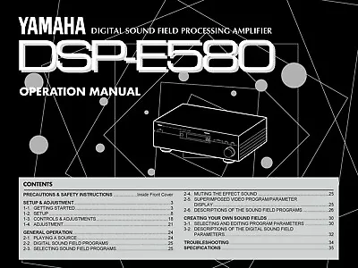 Kaufen Bedienungsanleitung-Operating Instructions Für Yamaha DSP-E580  • 12€