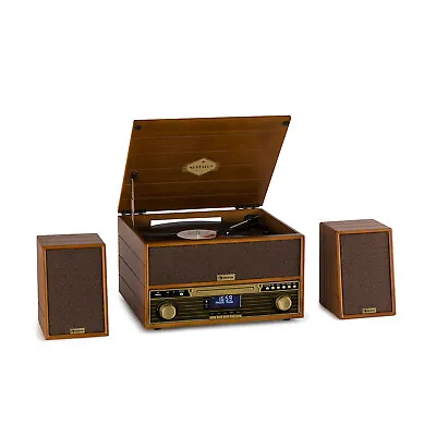 Kaufen Retro Stereoanlage Plattenspieler CD USB Lautsprecher Radio Bluetooth Box Braun • 149.99€