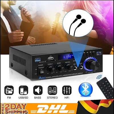 Kaufen 40W+40W Bluetooth Verstärker Vollverstärker HiFi Stereo Amplifier Digital FM • 33.99€