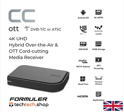 Kaufen Formuler CC 4K UHD Hybrid DVB-T/C Terrestrischer Tuner Android TV Set Top Box WIFI • 90.28€