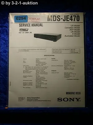 Kaufen Sony Service Manual MDS JE470 Mini Disc Deck (#6294) • 15.99€