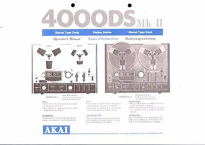 Kaufen Akai  Bedienungsanleitung User Manual Für 4000 DS MK II  Copy • 10.50€
