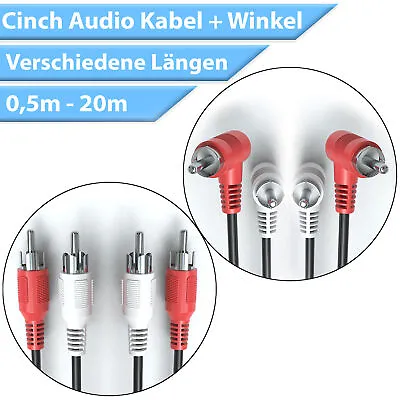 Kaufen Cinch Kabel Audio Winkel 2 Cinch Stecker Auf 2 Cinch Stecker RCA Stereo Kabel • 5.99€
