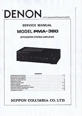 Kaufen Service Manual-Anleitung Für Denon PMA-360  • 12€