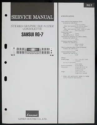 Kaufen Original SANSUI RG-7 Graphic Equalizer Service-Manual/Diagram/Parts List O153 • 22.50€