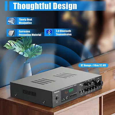 Kaufen 600W 5 Kanal Verstärker HiFi Bluetooth Stereo Digital Audio Endstufe FM/AM-Radio • 77.25€
