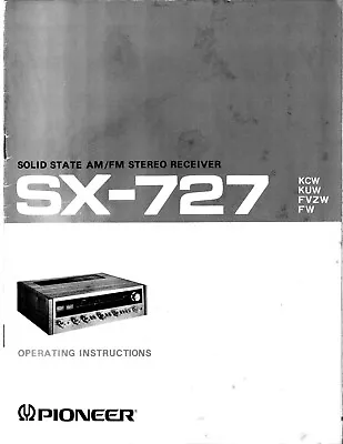 Kaufen Bedienungsanleitung-Operating Instructions Für Pioneer SX-727  • 9€