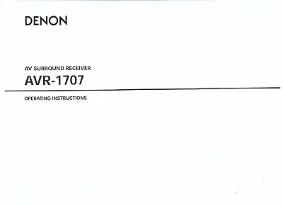 Kaufen Denon  Bedienungsanleitung User Manual Owners Manual  Für AVR-1707 Copy • 12.80€