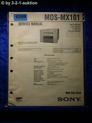 Kaufen Sony Service Manual MDS MX101 Mini Disc Deck (#6266) • 15.99€