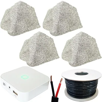 Kaufen 80 W Mini WiFi Stereo Verstärker & 4x Aussenbereich Granit Rock Effekt Lautsprechersystem • 274.55€