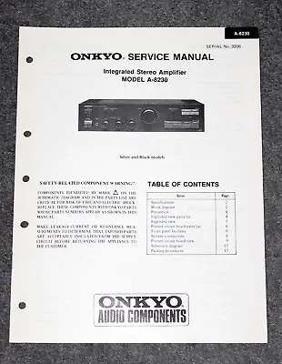 Kaufen Onkyo A-8230 - Original Service Manual / Reparaturanleitung • 7.95€