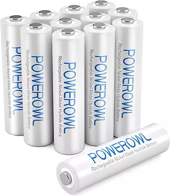 Kaufen AAA Wiederaufladbare Batterien 12er-Pack, POWEROWL Hohe Kapazität Wiederaufladbar AAA 1,2 V • 13.75€