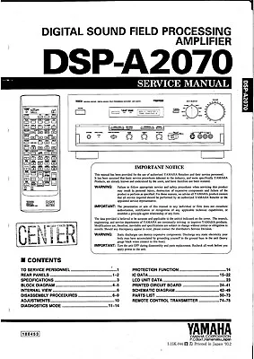 Kaufen Service Manual-Anleitung Für Yamaha DSP-A2070  • 15€