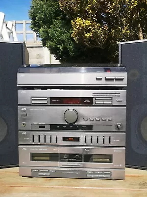 Kaufen Vintage JVC Hifi Plattenspieler Stereoanlage Mit Fernbedienung - Doppelkassette GWO • 288.21€