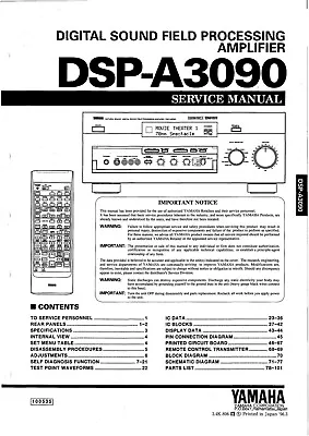 Kaufen Service Manual-Anleitung Für Yamaha DSP-A3090  • 16.50€