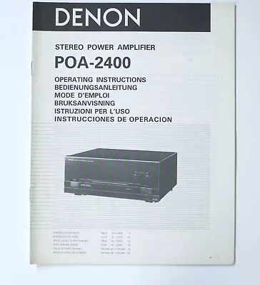 Kaufen Original DENON POA-2400 Power Amplifier Owner's Manual / Bedienungsanleitung !!! • 29€