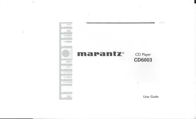 Kaufen Marantz User Manual Bedienungsanleitung Für Model CD 6003 Englisch Copy • 11€