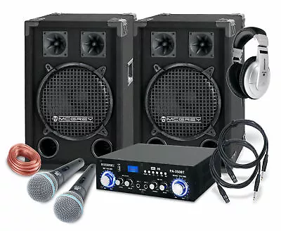 Kaufen PA Anlage DJ Karaoke Sound Lautsprecher Boxen Verstärker Mikrofon Kabel Set 800W • 243€