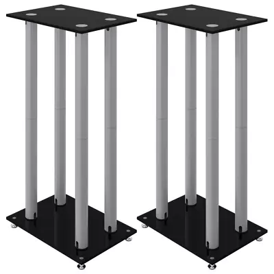 Kaufen Lautsprecher-Ständer 2 Stk. Schwarz & Silbern Hartglas 4 Säulen • 95.90€