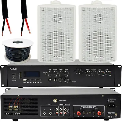 Kaufen 400W LAUT Outdoor Bluetooth System 2x Weiß Lautsprecher Wetterfest Garten Musik • 360.12€