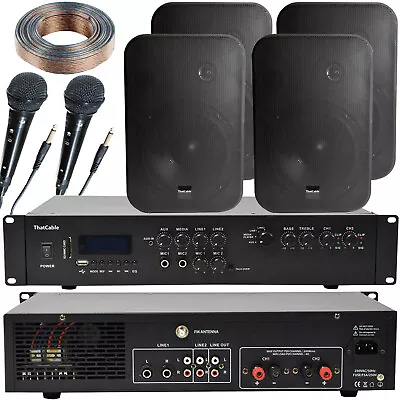 Kaufen 400 W Bluetooth Soundsystem 4x Schwarz 200 W Wand Lautsprecher Karaoke Amp & Mikrofone • 367.95€