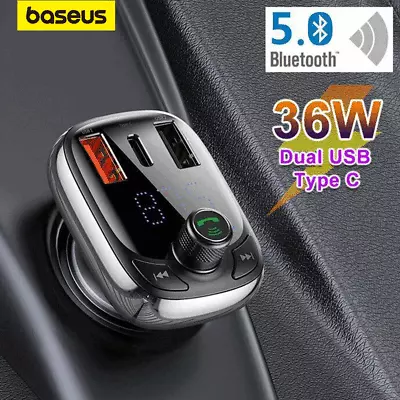 Kaufen Baseus Bluetooth 5.0 FM Transmitter QC4.0 Auto Ladegerät Adapter AUX MP3 Player • 18.49€